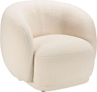 Macabane Sill&oacute;n curvado de tela de rizo color crudo