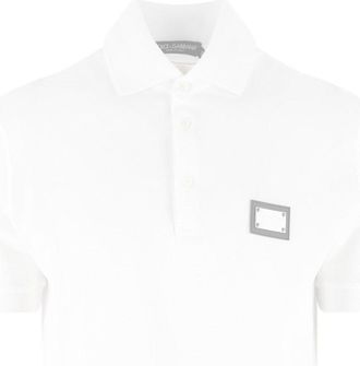 Dolce & Gabbana Polo Logo In Piqu&eacute; Di Cotone
