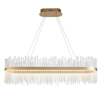 Netlighting Trapani Bar Pendant Ceiling Light Brushed Gold Plated Clear Glass