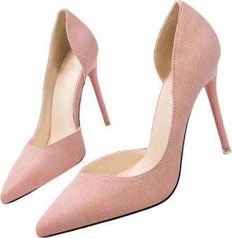 Generic Women Suede High Heel Pumps Summer Elegant Pointed Toe Hollow Party Dress Shoes