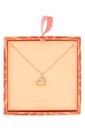 Leith Cubic Zirconia Rubber Ducky Pendant Necklace in Clear- Gold at Nordstrom Rack