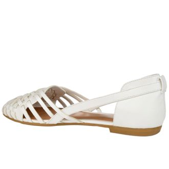 Journee Collection Ekko Woven Huarache Flats White EKKO-WHT Womens
