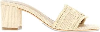 Emporio Armani High Heel Sandals, female, Beige, Size: 10 US Woven Raffia Heeled Sandals