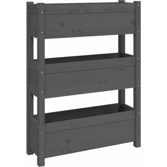 vidaXL Vidaxl - Jardinera De Madera Maciza De Pino Gris 77x25x104,5 Cm