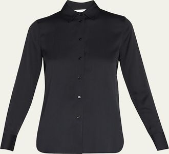 Vince Slim-Fit Long-Sleeve Stretch-Silk Blouse