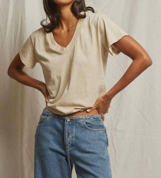 perfectwhitetee Hendrix V-Neck Tee In Putty