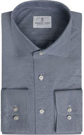 Emanuel Berg Modern Fit Premium Cotton Jersey Dress Shirt in Navy at Nordstrom Rack, Size X-Large