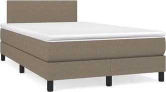 vidaXL Cama Box Spring Con Colch&oacute;n Y Led Tela Gris Taupe 120x190 Cm Vidaxl