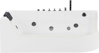 Beliani Ba&ntilde;era De Hidromasaje De Acr&iacute;lico Sanitario Blanco Frontal Transparente Con Led 170 X 85 Cm Con Reposacabezas Estilo Moderno Acuario