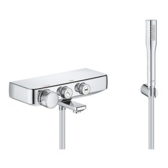 GROHE Set miscelatore vasca/doccia Grohtherm SmartControl + doccetta Euphoria a 1 getto con supporto a parete, cromo (34718000-E - Grohe