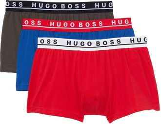 HUGO BOSS Mens 3-Pack Cotton Knit Trunks In Red Apple/egyptian Blue/olive