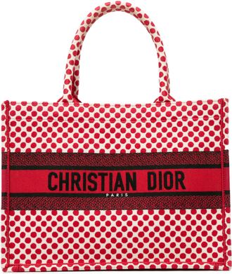 Dior Pre-owned Womens Book Tote Polka Dot Canvas - White Textile - One Size