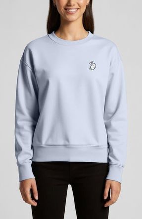 Dalix Heartly Ghost Relaxed Fleece Crewneck Sweatshirt in Powder at Nordstrom, Size Xx-Large