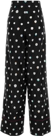 Fendi Womens Falena Dots Trousers Black Silk