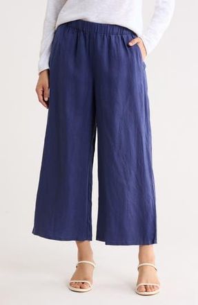 Eileen Fisher Organic Linen Crop Wide Leg Pants in Bluette at Nordstrom Rack, Size X-Large