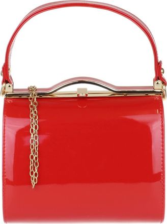Girly HandBags Womens Patent Faux Leather Clutch Bag Top Handle Handbag - Red