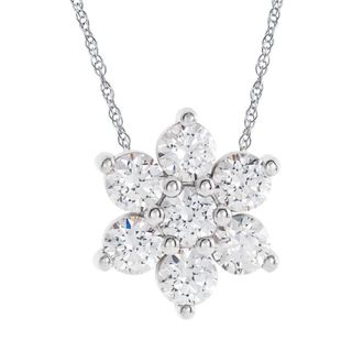 Pompeii3 1/2Ct 7-Stone Diamond Pendant 14k White Gold 18 Necklace