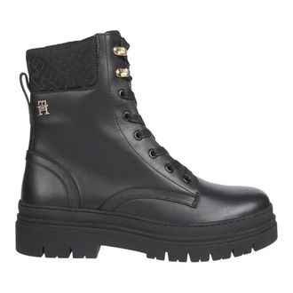 Tommy Hilfiger Stivaletto stringato in pelle con suola carrarmato - - Shoes - Donna - Nero - 37 EU