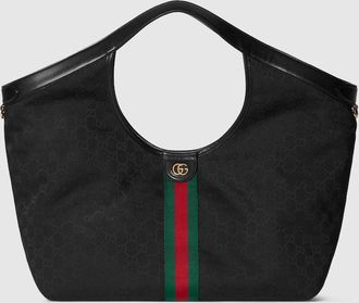 Gucci Giglio Large Tote Bag, Black, GG Canvas
