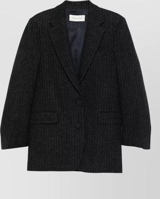 Dries Van Noten longline pinstripe jacket front flap pockets