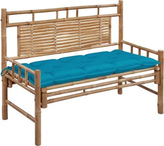 vidaXL Banco De Jard&iacute;n Con Coj&iacute;n Bamb&uacute; 120 Cm Vidaxl