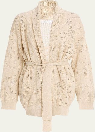Brunello Cucinelli Linen-Cotton Paillette Wrap Cardigan