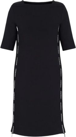Emporio Armani Zwarte Jurk met Logoband - Dames - Korte kleedjes - Blauw - S - Katoen - Kleedjes