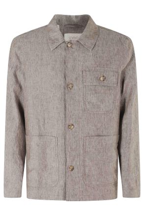 Seventy Earth Flap Pocket Button Placket Linen Casual Shirt