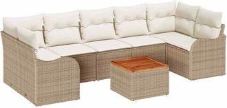 vidaXL Vidaxl - Conjunto De Sof&aacute; De Jard&iacute;n 8 Pcs Beige, Blanco