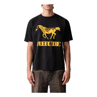 Rhude Dinero T-shirt - Heren - Tops - Zwart - Maat: M Katoen