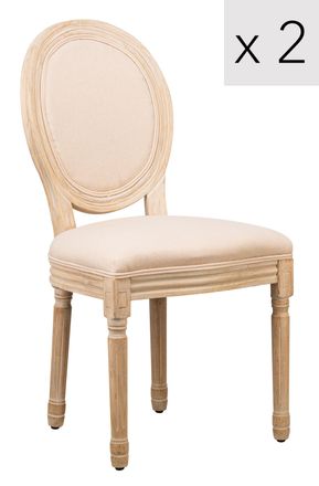 Nordlys Set of 2 Classic Wooden Dining Room Chairs in Beige