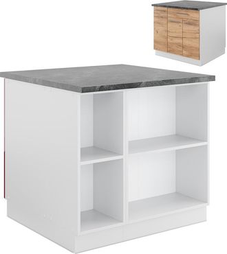 Vicco Isla De Cocina Fame-line, Oro Potencia Roble/blanco, 90 Cm Con Caj&oacute;n, Sin Encimera