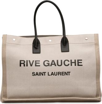 Saint Laurent Borsa tote Rive Gauche in tela 2021 - Marrone