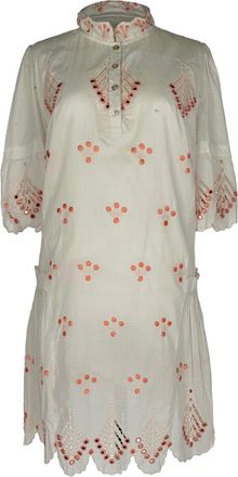 Temperley London Embroidered Mini Dress in White Cotton