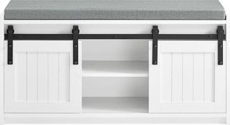 SoBuy Scarpiera con seduta Panca con vano contenitore scarpiera con ante scorrevoli Bianco 90x35x46cm FSR133-K-W - Sobuy