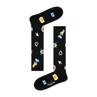Happy Socks Ondergoed, Dames, Zwart, S, Katoen, Pixel Crew Socks