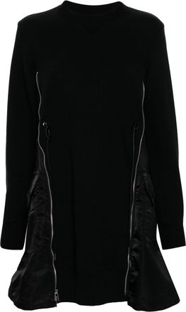 sacai Sponge mini dress - women - Cotton/Polyester/Nylon/Calf Leather - 1 - Black