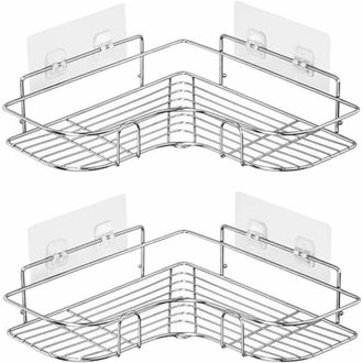 OEM Juego De 2 Estantes Esquineros De Acero Inoxidable 304 Para Ducha, Estante De Pared Para Ba&ntilde;o Con Adhesivo, Organizador De Almacenamiento Para Inodoro
