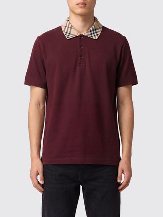 Burberry Polo in cotone con colletto a fantasia check