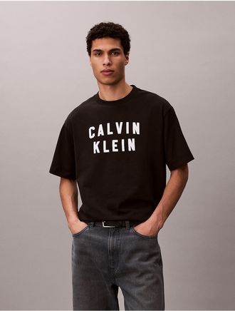 Calvin Klein Jeans Calvin Klein Mens Contrast Logo Graphic Relaxed T-Shirt - Black - 2XL