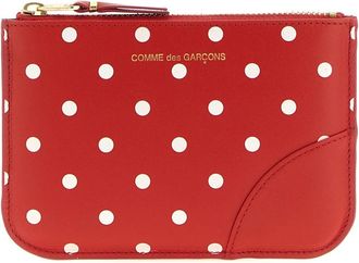 Comme Des Gar&ccedil;ons Polka Dot Printed Zip Pouch - unisex - Clutches - Rood - ONE Size - Leer - Tassen