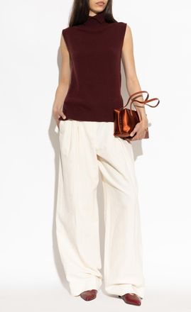 Jil Sander Asymmetrical Vest With Turtleneck, Womens, Burgundy