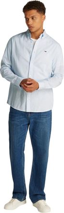 Tommy Jeans Heren Normaal Overhemd met Kraag (Zoetblauw)