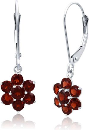 MAX + STONE Solid 14K Yellow or White Gold Gemstone Flower Shape Dangle Earrings