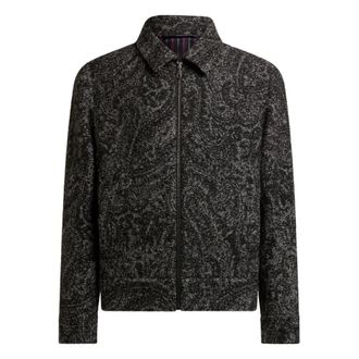 Etro Wool-blend Jacquard Bomber Jacket - Heren - Zomerjassen - Grijs - M - Wol - Jassen