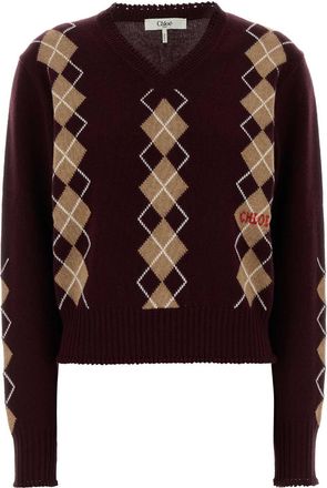 Chlo&eacute; Burgundy Wool Blend Sweater