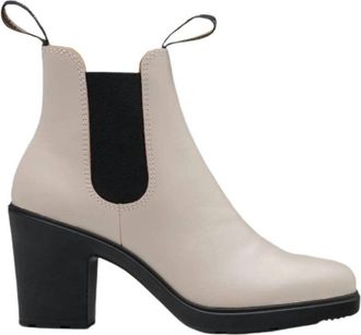 Blundstone Womens Leather High Heeled Boots In Pearl White