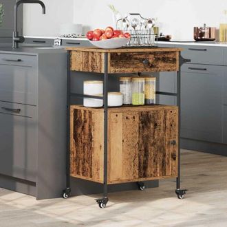 vidaXL vidaXL Carrello da Cucina Legno vecchio 56 x 43 x 89.5 cm