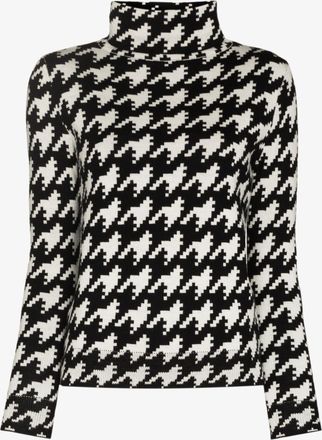 Perfect Moment Black Houndstooth Merino-Wool Sweater - Womens - Merino