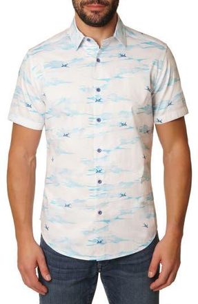Robert Graham Fulton Short Sleeve Woven Shirt in White/Blue Multi at Nordstrom Rack, Size Xx-Large